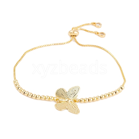 Butterfly Rack Plating Brass Box Chain Slider Bracelets BJEW-S148-02G-1