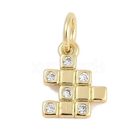 Brass Micro Pave Cubic Zirconia Pendants KK-Q028-38G-1