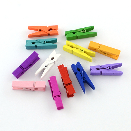 Dyed Wooden Craft Pegs Clips WOOD-R249-013-1