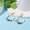 5Pcs 5 Color Natural Gemstone & Polymer Clay Beaded Big Ring Dangle Stud Earrings EJEW-TA00075-5