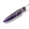 Natural Amethyst Bullet Shaped Perfume Bottle Pendant Necklaces G-B089-02P-08-3