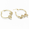 Brass Micro Pave Clear Cubic Zirconia Hoop Earrings EJEW-S201-232G-NR-3