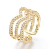 Brass Micro Pave Clear Cubic Zirconia Cuff Rings RJEW-O037-05G-3