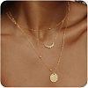 3Pcs Brass Disc Pendant 3 Layer Necklaces for Women FS-WG7502D-02-1
