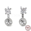 Rhodium Plated 925 Sterling Silver with Cubic Zirconia Stud Earring Findings STER-G036-07P-1