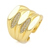 Brass Micro Pave Cubic Zirconia Cuff Finger Rings RJEW-B069-02G-1