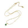 Flat Round 304 Stainless Steel with Natural Green Aventurine Pendant Necklaces for Women NJEW-G136-01G-2