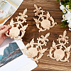 4Pcs Natural Solid Wood Carved Onlay Applique Craft WOOD-FH0002-37-3