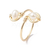 Copper Wire Wrapped Natural Cultured Freshwater Pearl Toe Open Ring X-RJEW-JR00620-1