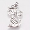 Brass Micro Pave Cubic Zirconia Kitten Pendants ZIRC-E145-28-3