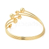 Rack Plating Brass Star with Round Ball Cuff Bangle for Women BJEW-M298-12G-2