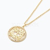 Brass Micro Pave Clear Cubic Zirconia Pendant Necklaces NJEW-E153-01T-1