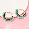 304 Stainless Steel & Bohemian Beaded Fan Hoop Earrings for Women EJEW-R001-01G-03-4