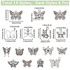 SUNNYCLUE 84pcs 14 styles Tibetan Style Alloy Butterfly Pendants FIND-SC0007-11-2