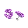 Daisy Glass Seed Beaded Stud Earrings EJEW-MZ00334-04-4