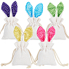 BENECREAT 5Pcs 5 Colors Easter Rabbit Ear Linen Cloth Storage Pouches ABAG-BC0001-61-7