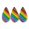 Pride Rainbow Theme Resin & Walnut Wood Pendants WOOD-K012-09A-1