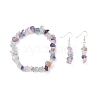 Natural Fluorite Chips Beaded Jewelry Set SJEW-JS01232-02-1