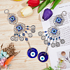 DICOSMETIC 2Pcs Flat Round Glass Turkish Blue Evil Eye Pendant Decoration HJEW-DC0001-09-4