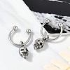 Skull 316 Surgical Stainless Steel Dangle Half Hoop Earrings for Women EJEW-G416-48AS-2