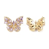 Rack Plating Brass with Cubic Zirconia Stud Earrings for Women EJEW-G394-06G-2