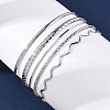 5Pcs 304 Stainless Steel Bangle Set for Women BJEW-S162-01C-P-3