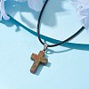 Natural Unakite Cross Pendant Necklaces NJEW-JN04624-02-2