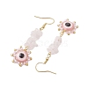 Evil Eye Natural Rose Quartz Chip & Seed Beads Dangle Earrings EJEW-MZ00166-01-4
