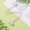 Natural Aquamarine Hexagon Wrapped Pendant Necklace with 304 Stainless Steel Chains NJEW-JN04022-9