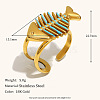 304 Stainless Steel and Enamel Cuff Rings FS-WGFF68F-04-1