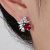 Elegant Sterling Silver Flower with Oval Stud Earrings YV2194-2-1