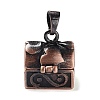 Carved Cuboid Rack Plating Brass Prayer Box Pendants LS-KK-L101-16R-NF-4