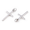 Rhodium Plated 925 Sterling Silver Religion Cross with 925 Stamp & Jump Rings STER-T007-51P-2