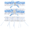 2Pcs Polyester Bride Bowknot Garter Leg Ring for Women AJEW-ME0003-25-1