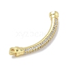 Rack Plating Brass Micro Pave Clear Cubic Zirconia Curved Bar Connector Charms KK-A234-066G-2