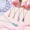 Electroplated Natural Quartz Crystal Prism Copper Wire Wrapped Pendant Necklaces NJEW-JN05027-02-2