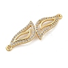 Rack Plating Brass Micro Pave Clear Cubic Zirconia Leaf Connector Charms KK-A234-081G-2