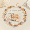 Alloy with Plastic Pearl Round Beaded Link Chain Necklaces & Stud Dangle Earrings Sets WG2621B-01-4