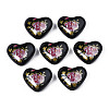 Flower Printed Opaque Acrylic Heart Beads SACR-S305-28-K04-1