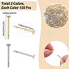 300Pcs 2 Colors 304 Stainless Steel Flat Round Blank Peg Stud Earring Findings STAS-SC0021-53-2