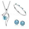 Rhinestone Twist Pendant Necklace & Diamond Bangle & Stud Earrings JEW101D-1