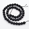 Faceted Round Natural Black Stone Beads Strands G-E302-066-8mm-3