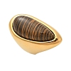 Teardrop Natural Tiger Eye Finger Rings RJEW-Q007-07G-4