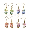 Handmade Flower Printed Porcelain Ceramic Dangle Earrings EJEW-JE07288-2