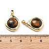 Brass Pave Natural Tiger Eye Pendants KK-B129-01G-3