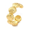 Rack Plating Shell Shape Brass Open Cuff Rings for Women RJEW-S242-04G-1