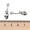 Skull 316 Surgical Stainless Steel Dangle Belly Button Rings EJEW-G416-05AS-5