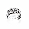 Alloy Leaf Wrap Open Cuff Ring for Women RJEW-T009-30AS-3