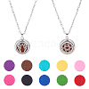 2 Sets Alloy Hollow Essential Oil Diffuser Perfume Locket Pendant 304 Stainless Steel Chain Necklaces NJEW-HS0001-22D-1