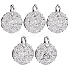 5Pcs 925 Sterling Silver Textured Flat Round Charms with Jump Rings STER-BC0003-98S-1
